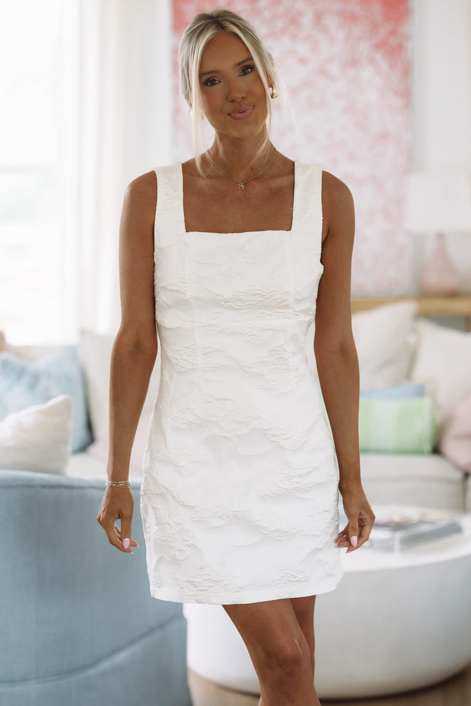 Champagne Promises Mini Dress - White