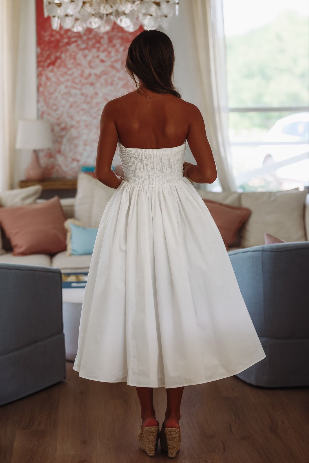 Coastal Sunrise Midi Dress - Off White