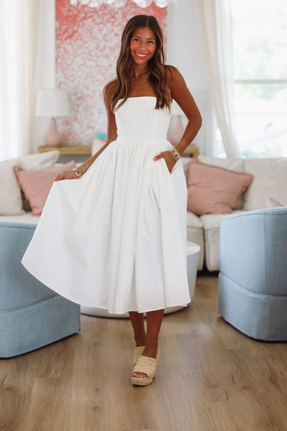 Coastal Sunrise Midi Dress - Off White