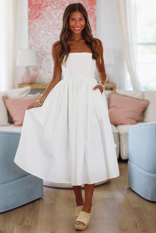 Coastal Sunrise Midi Dress - Off White