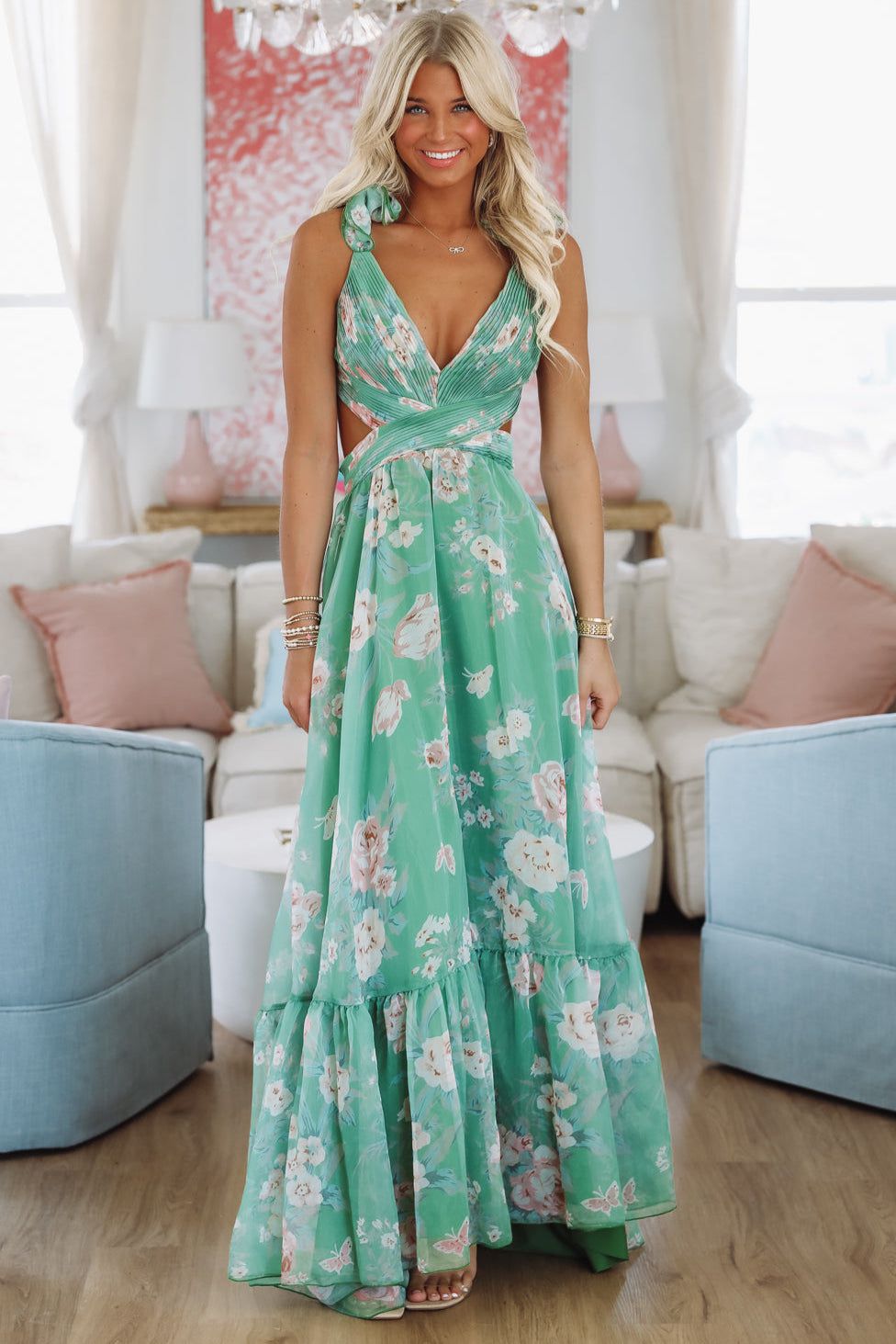 In the Courtyard Maxi Dress - Green