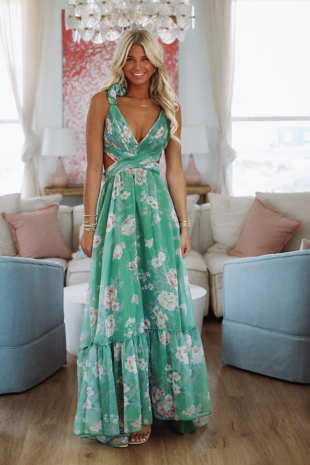 In the Courtyard Maxi Dress - Green