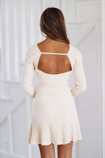 Just a Girl Knit Mini Dress - Ivory