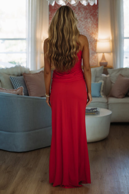 Firelight Fever Maxi Dress - Red