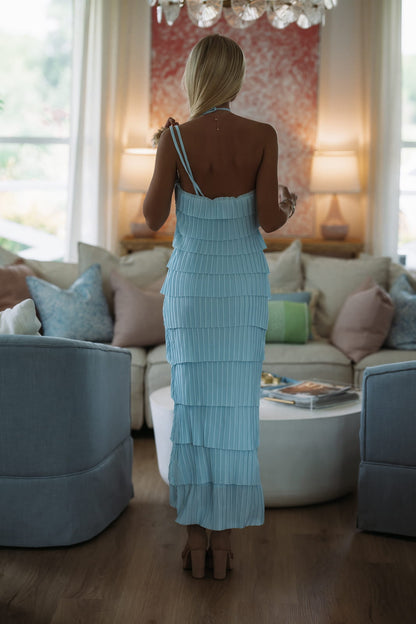 Hampton Cascade Midi Dress - Light Blue