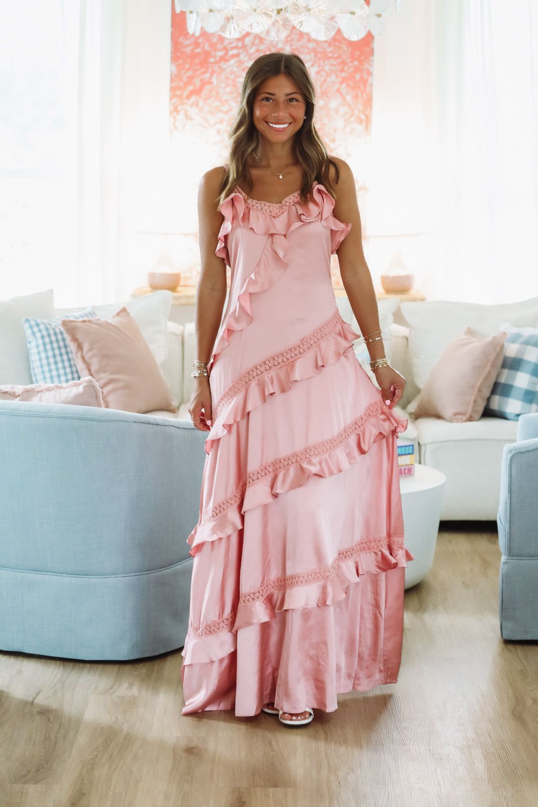 Enchanted Lace Maxi Dress - Rose Pink
