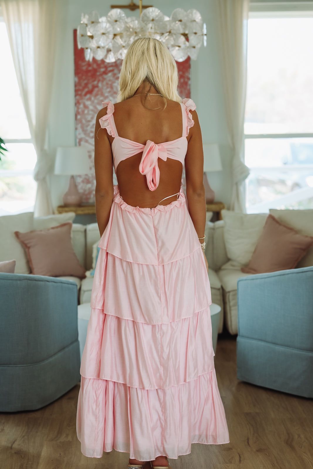 Rosette Maxi Dress - Pink