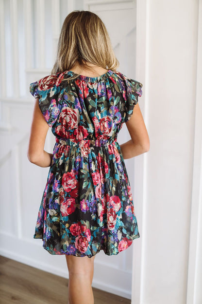 Secret Garden Mini Dress - Purple, Green and Blue