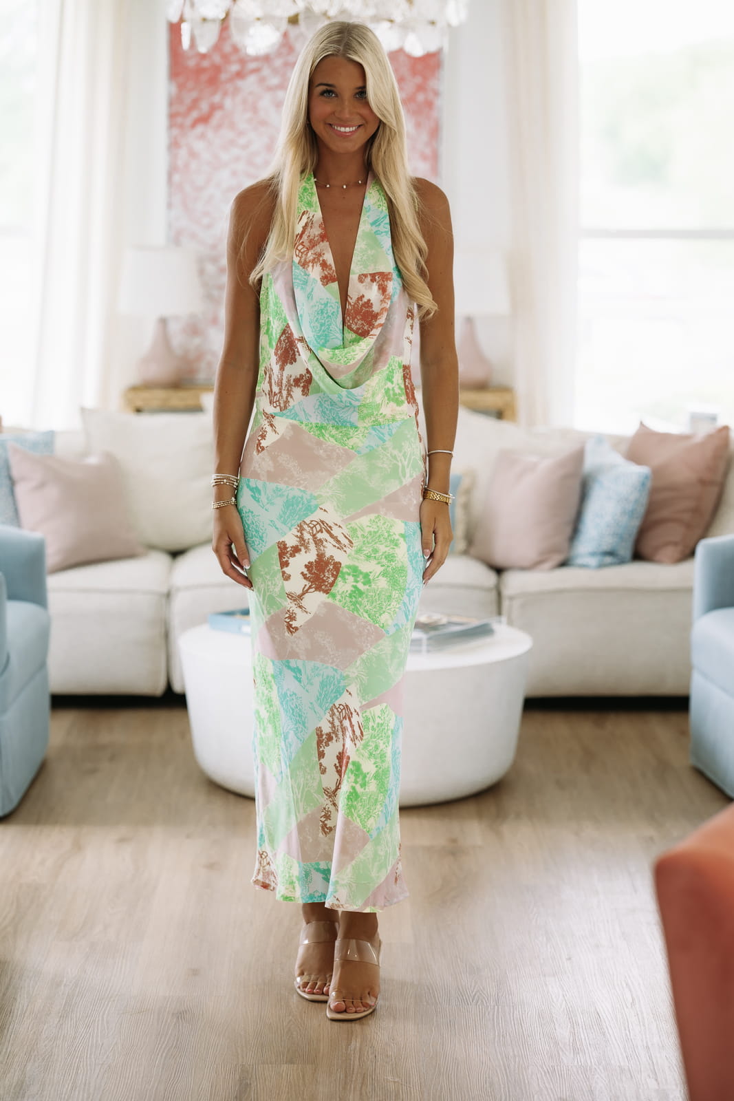 Showtime Maxi Dress - Green and Pink