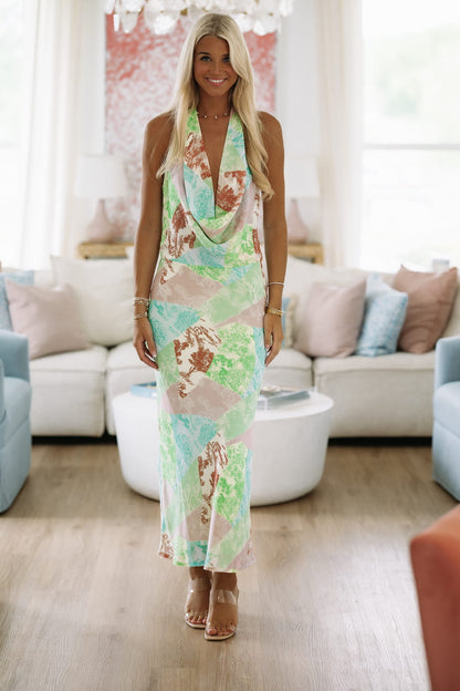 Showtime Maxi Dress - Green and Pink