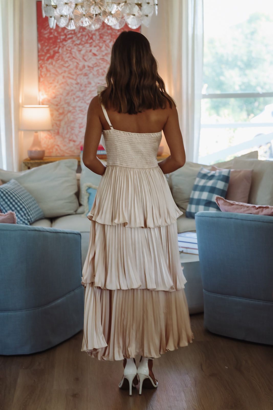 Camera Ready Midi Dress - Champagne