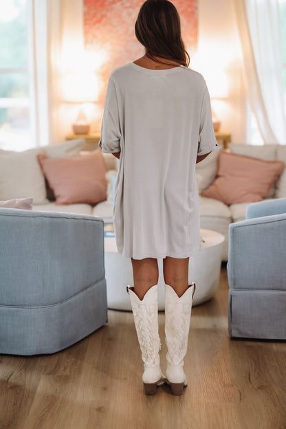 The Laundry Room Oversized Coors Cowboy Hat Shirt Dress - Grey