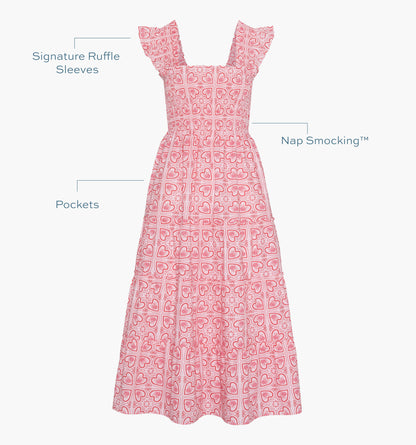 The Ellie Nap Dress - Red Patchwork Doily Heart