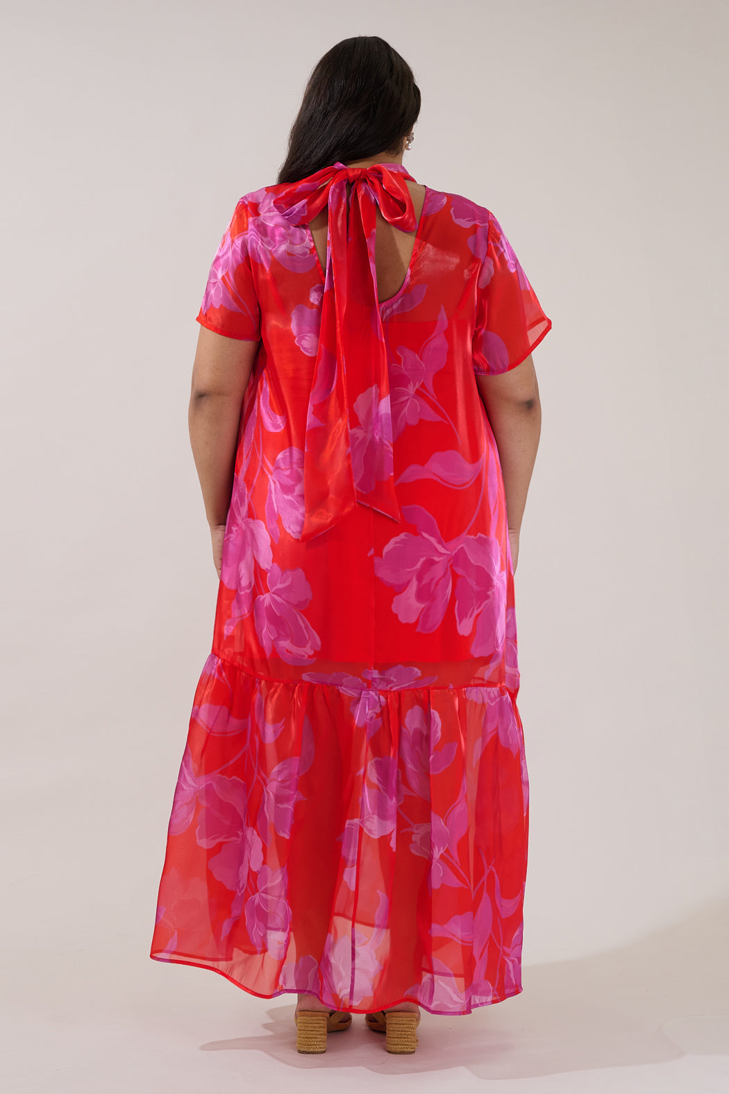 Dime Organza Mockneck Maxi Dress Floral Curve