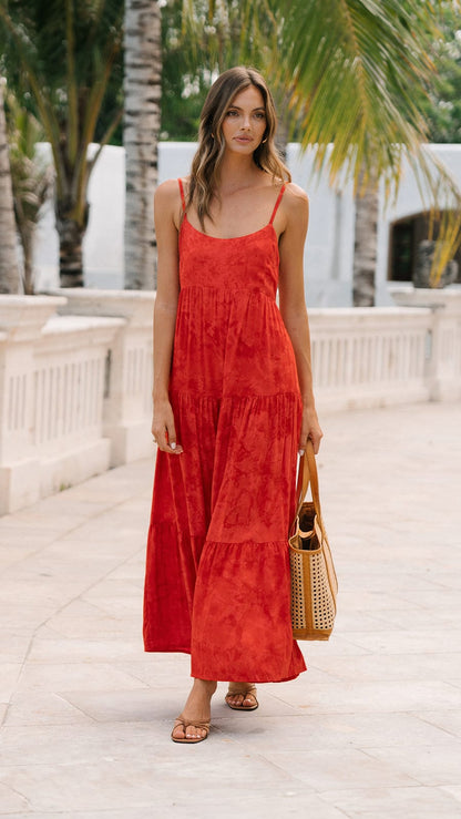 The Lifestyle Heiva Maxi Dress - Hazy Red Coral