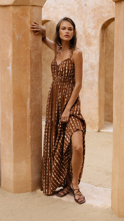 Zana Maxi Dress - Current Brown