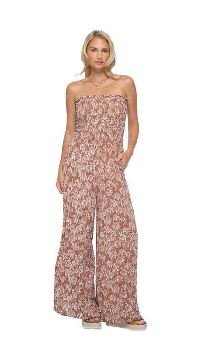 Smocked Top Lawai Jumpsuit - Canopy Brown