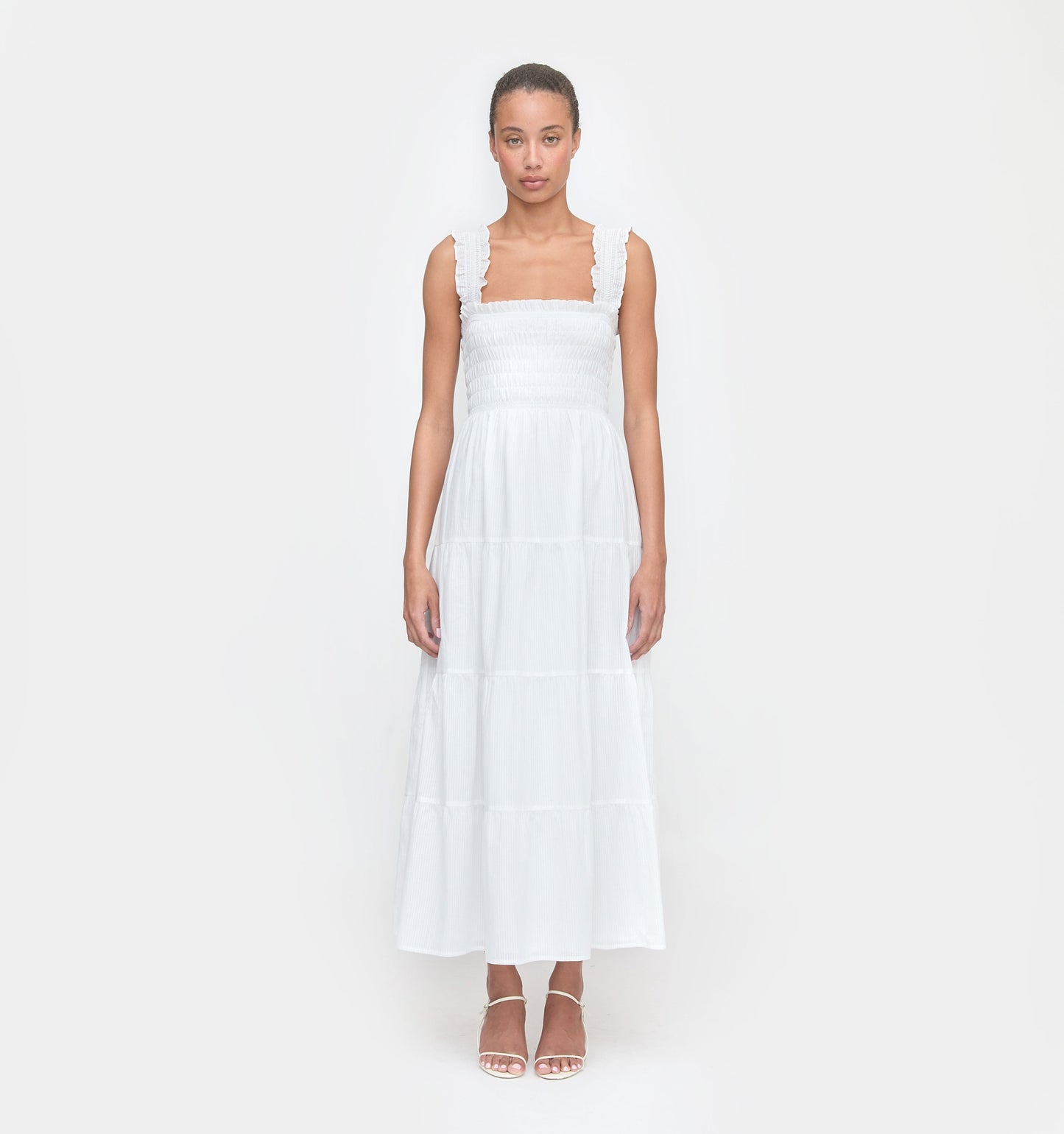 The Kimmy Nap Dress - White Shadow Stripe