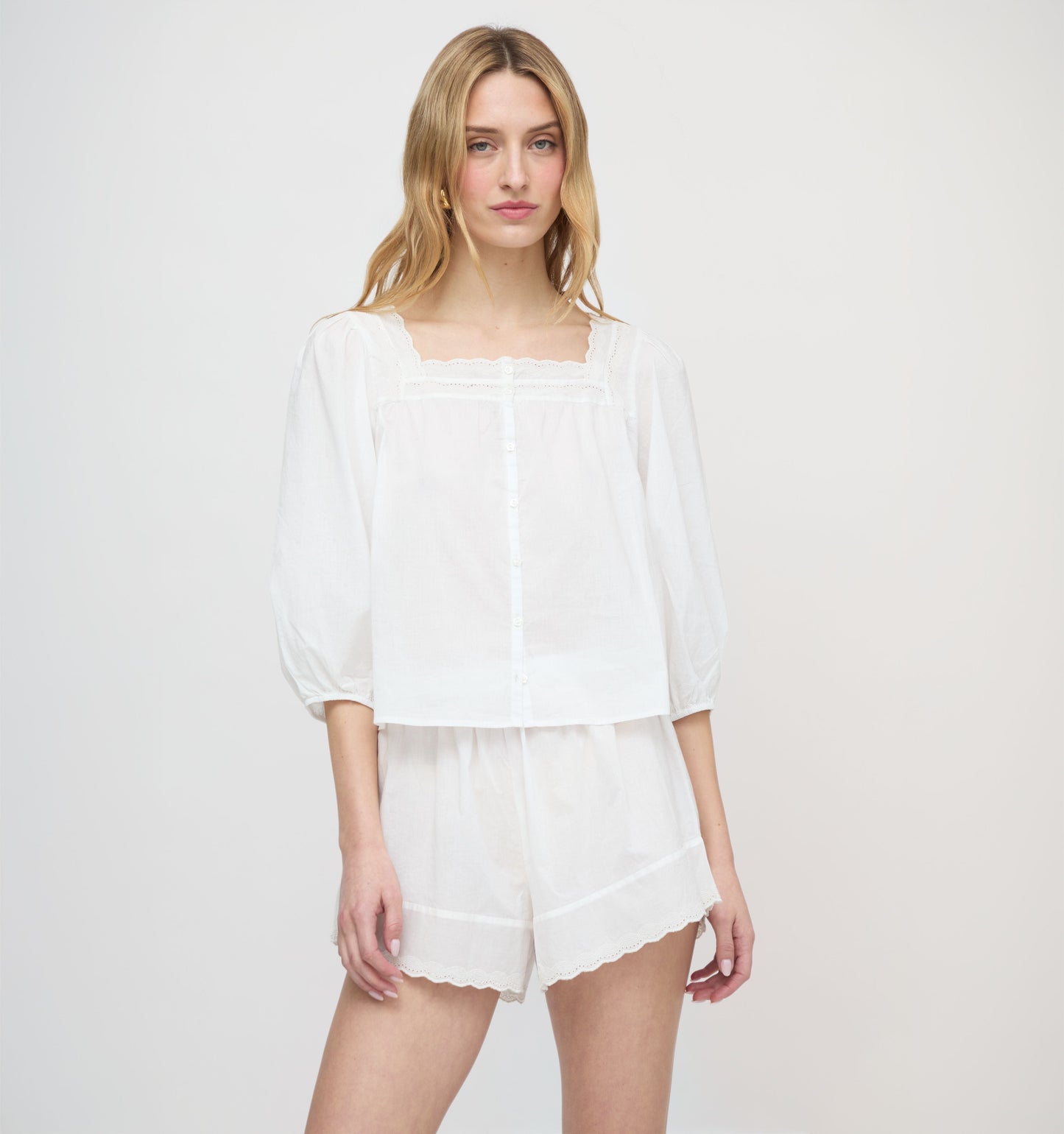 The Bennie Short - White Crisp Voile
