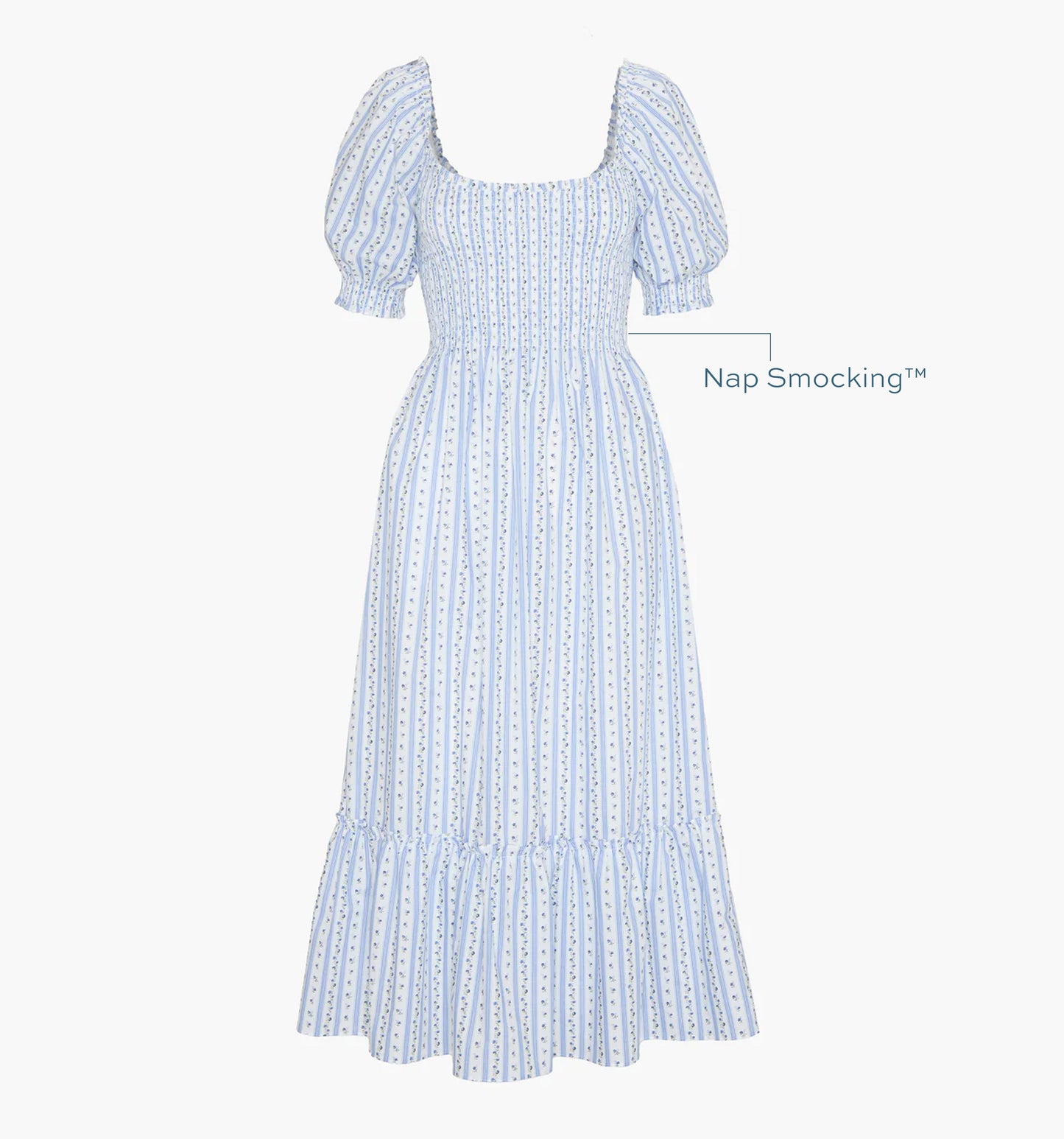 The Louisa Nap Dress - Blue Petal Stripe