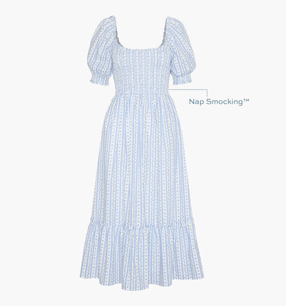 The Louisa Nap Dress - Blue Petal Stripe