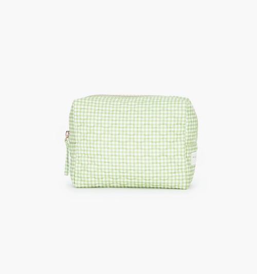 The Mini Quilted Cosmetic Bag - Lime Gingham