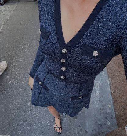 The Lana Dress - Navy Sequin