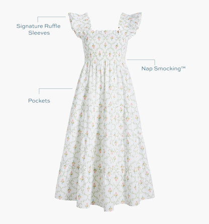 The Ellie Nap Dress - Pastel Trellis