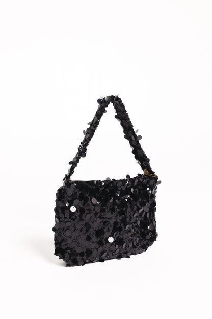 Annika Sequin Shoulder Bag - Black
