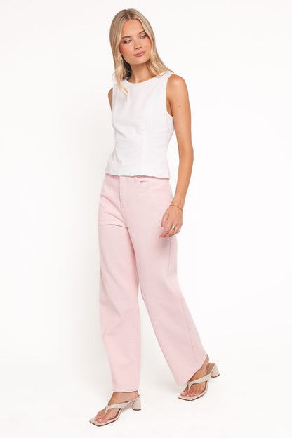 Ailis Wide Leg Jean - Dusty Pink