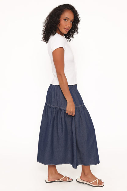 Meadow Midi Denim Skirt - Dark Wash