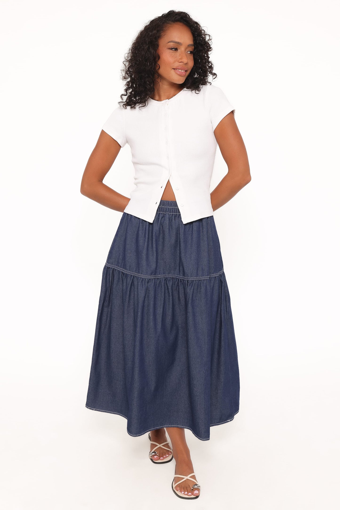 Meadow Midi Denim Skirt - Dark Wash