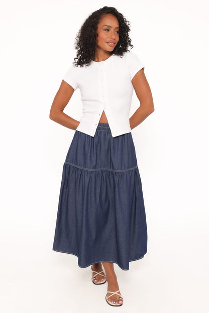 Meadow Midi Denim Skirt - Dark Wash