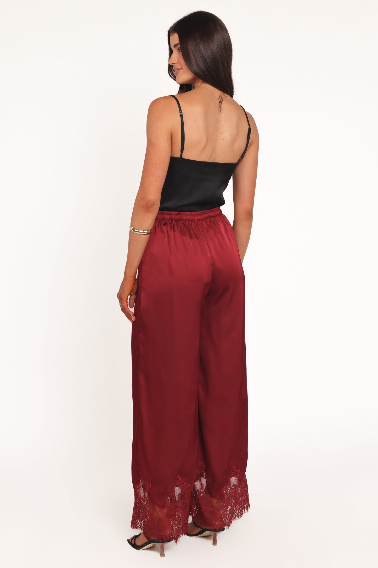 Viola Drawstring Wide Leg Pant - Wine