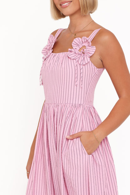 Alden Maxi Dress - Pink/White Stripe