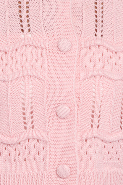 Aidy Crop Button Front Cardigan - Pink