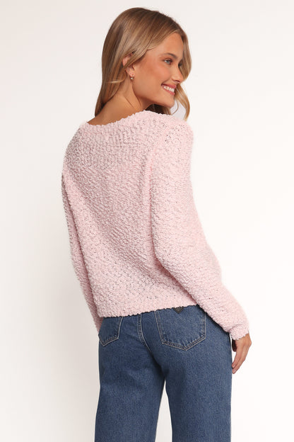 Ally Texture Cardigan - Pink