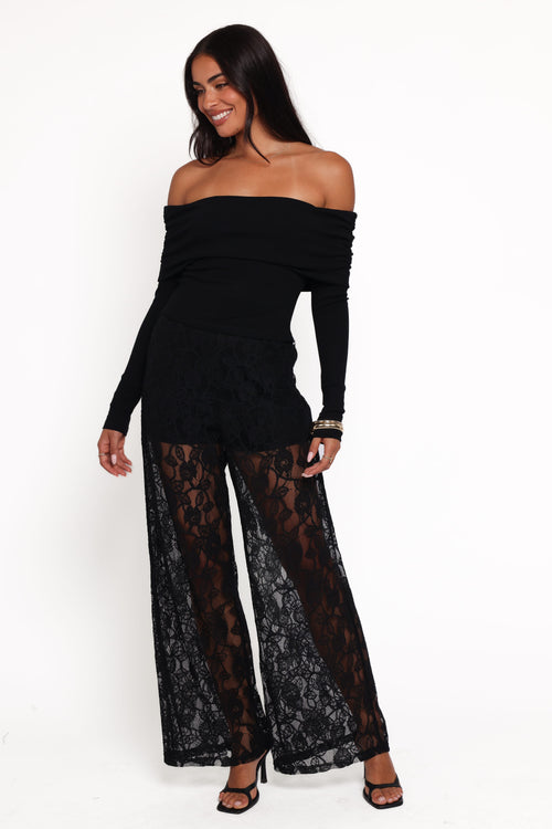Alina Lace Pant Set - Black