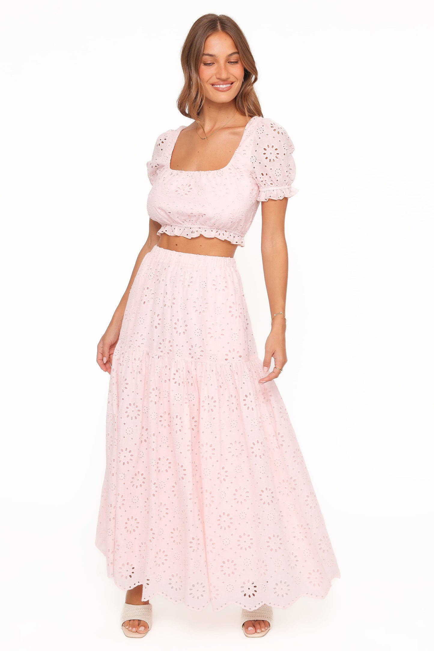 Angelina Skirt Set - Pink Broiderie