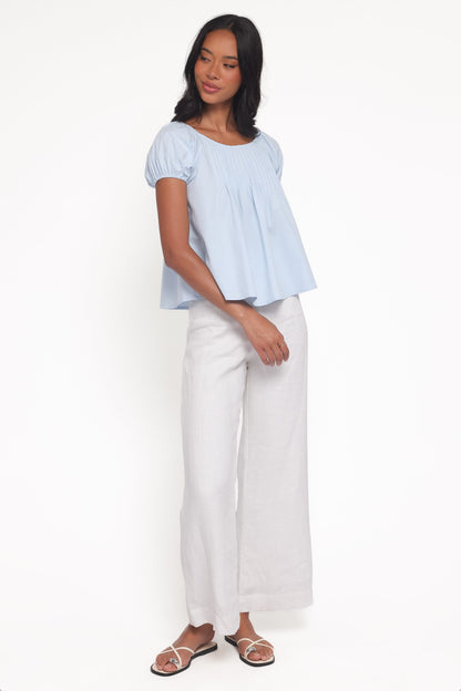 Abbot Pleated Top - Blue