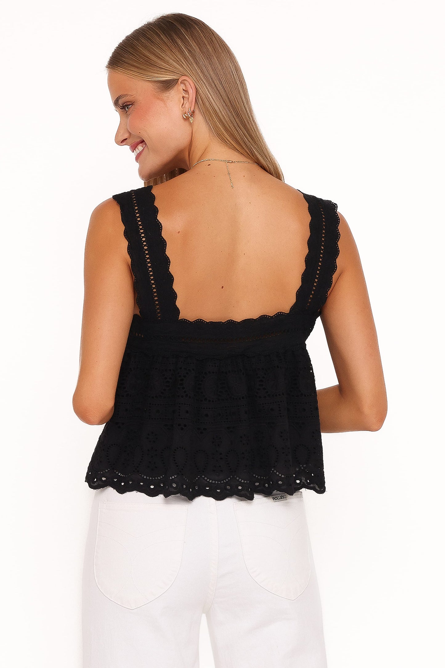 Aideen Eyelet Top - Black