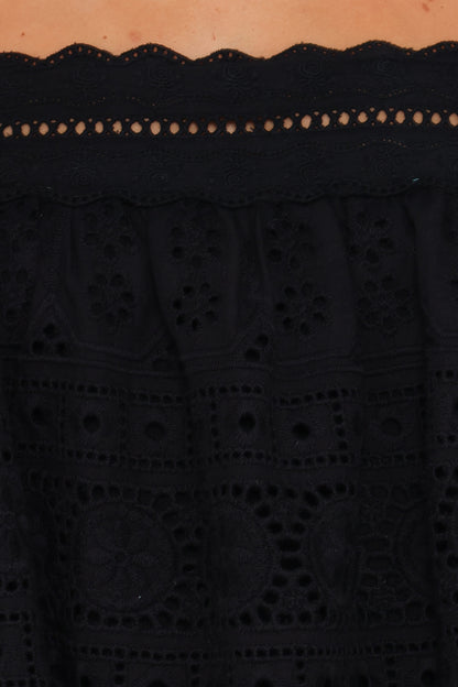 Aideen Eyelet Top - Black