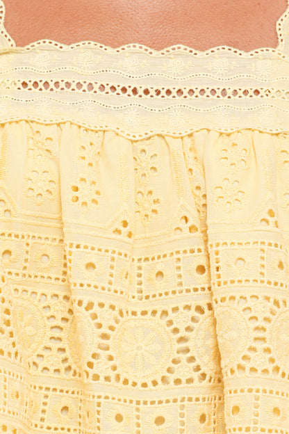 Aideen Eyelet Top - Pale Yellow