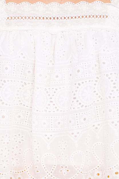 Aideen Eyelet Top - White