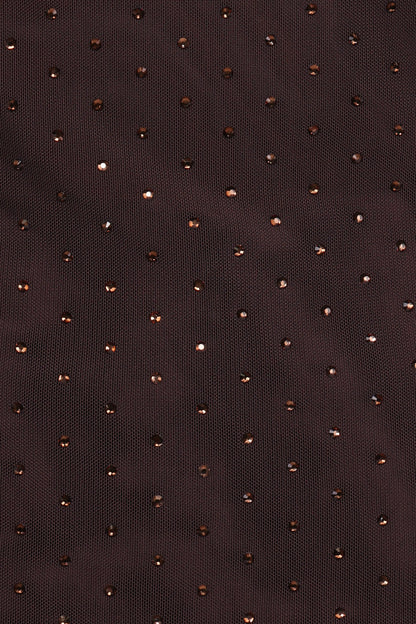 Alejandra Embellished Mesh Top - Dark Chocolate