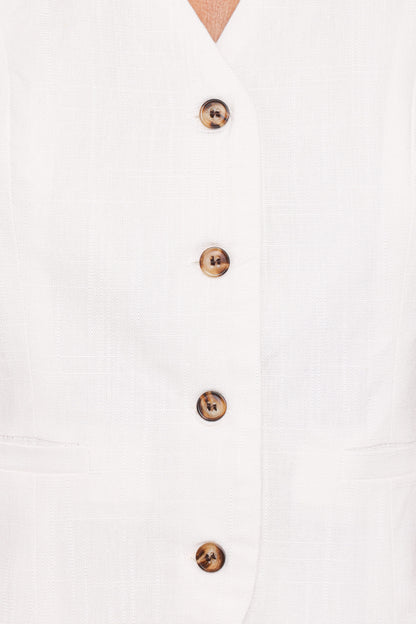 Bell Linen Vest - Cream
