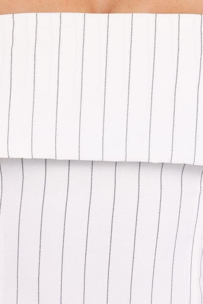 Blakely Strapless Top - White Pinstripe