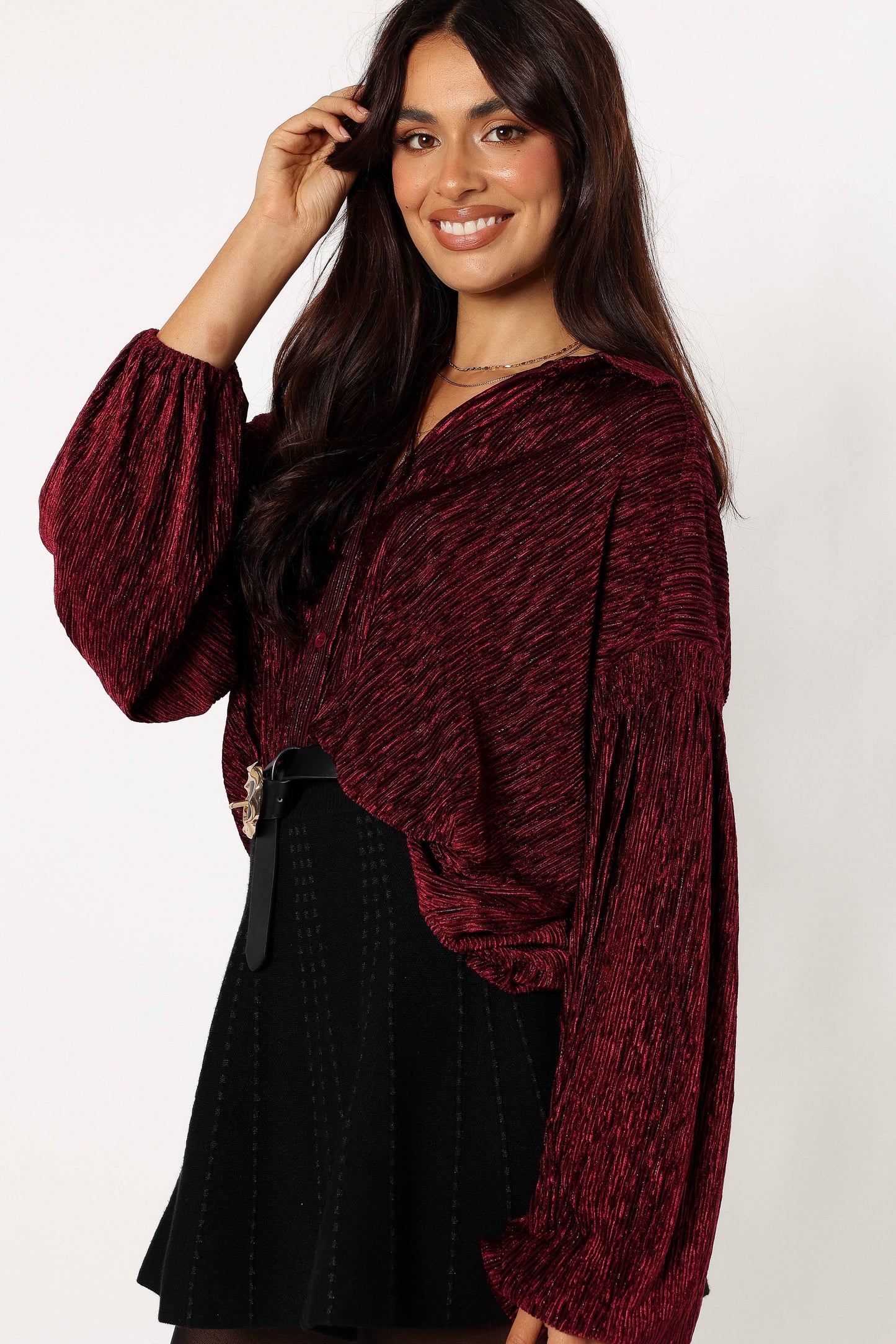 Cadence Long Sleeve Top - Burgundy