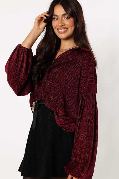 Cadence Long Sleeve Top - Burgundy