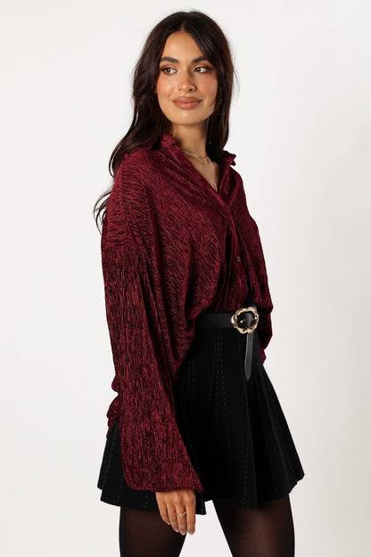 Cadence Long Sleeve Top - Burgundy